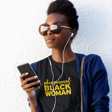 Load image into Gallery viewer, phenomenal woman shirt. phenomenal black woman. black owned. yellow shirt for black women