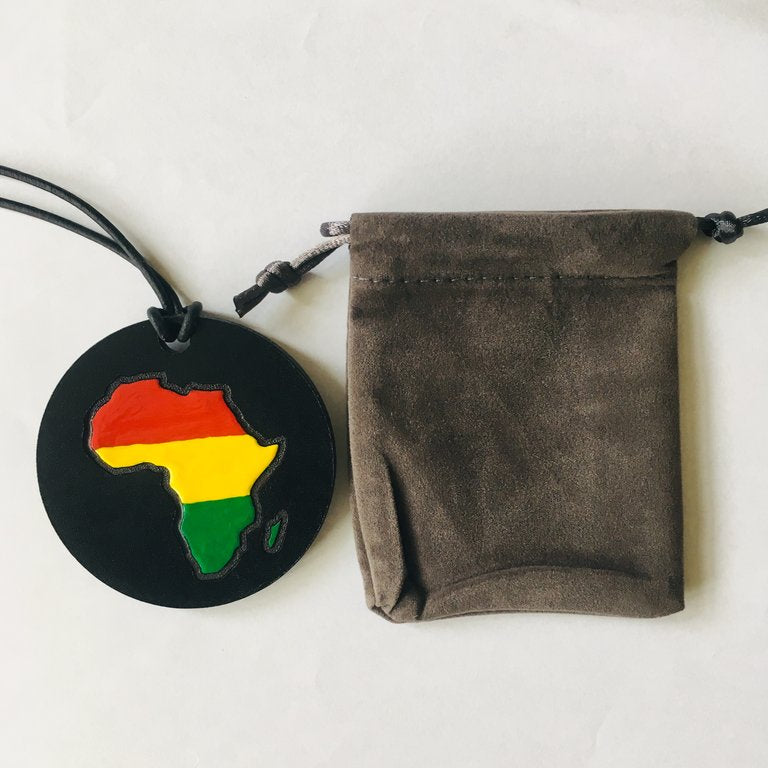 90s Retro Vintage Africa African Leather Medallion Necklace - My Black Clothing