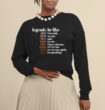 Load image into Gallery viewer, black history sweater for black history month. i&#39;m speaking kamala harris shirt. black owned clothing