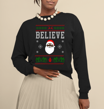 Load image into Gallery viewer, black santa christmas sweater. black guy christmas sweater. black ugly christmas sweater. black barry christmas sweater.